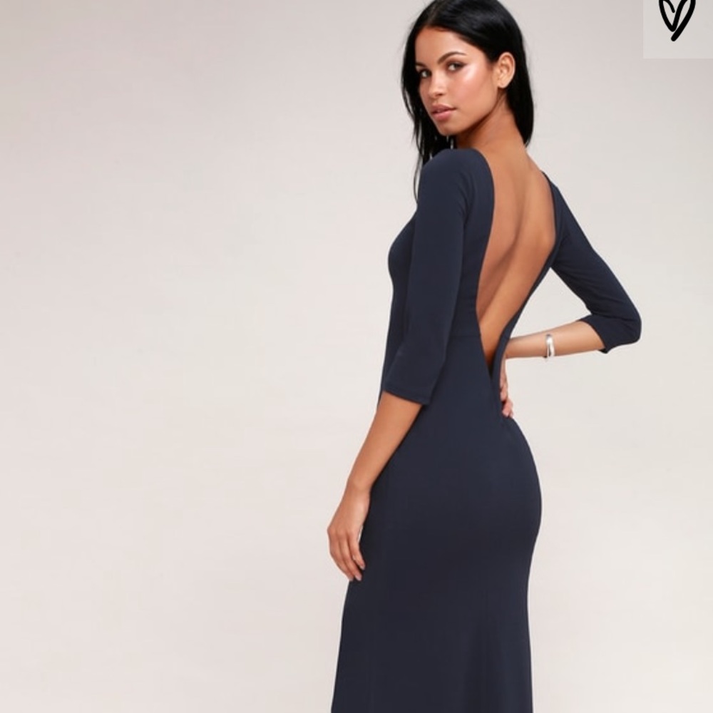 NWOT Lulu’s Navy Blue Backless Maxi